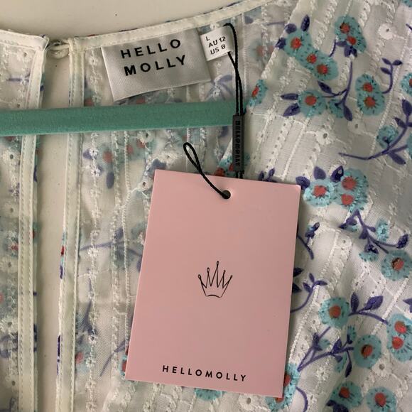 HELLO MOLLY Dress 8 Flower Garden VNeck Keyhole Back Hidden Zipper Ruched Sleeve - Picture 13 of 16